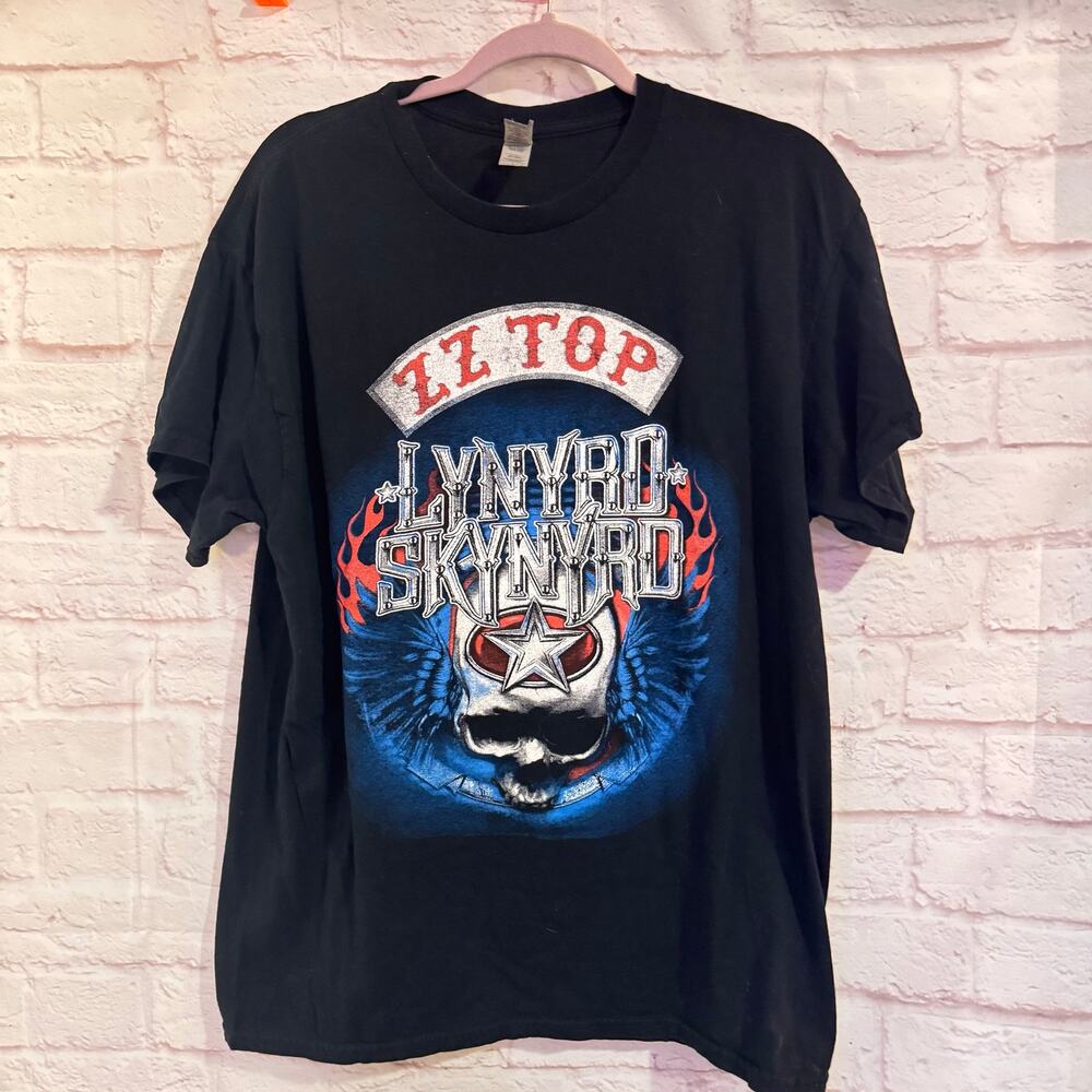 ZZ TOP and Lynyrd Skynyrd 2024 Black Tour T Shirt Sz L 28.5” long